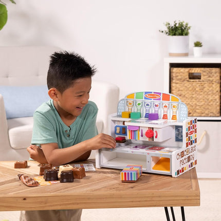 Melissa & Doug Wooden Chocolate Factory Pretend Play Set, Play Food Candy Maker for Boys and Girls, 14.05 x 7.7 x 7.65 - FSC Certified