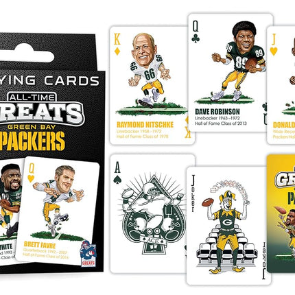MasterPieces Family Games - Green Bay Packers All-Time Greats Playing Cards - Officially Licensed Playing Card Deck for Adults, Kids, and Family