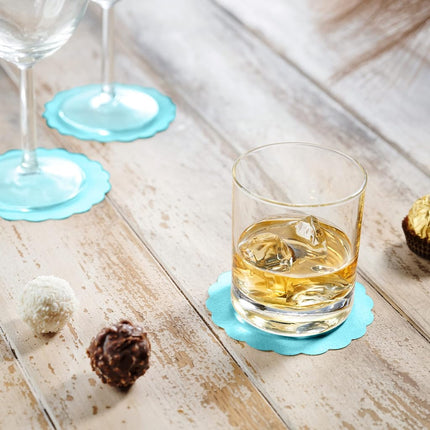 Disposable Mint Blue Paper Coasters for Drinks, 3.5 Inch Round Coasters for Bar, Cocktail, Beverage, Wine Or Event, 500 Pack Bulk