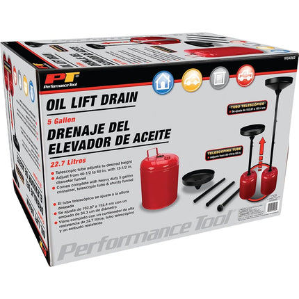 Drenaje elevador de aceite de 5 galones Performance Tool W54282
