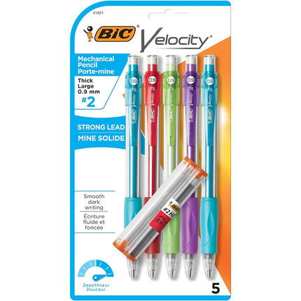 Bic Mechanical Pencil,Refillable,Rubbergrip,.9mm,5/PK,Assorted