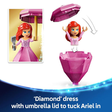 LEGO ǀ Disney Princess Twirling Ariel - Spinning Toy with a Mini Doll & Flounder Figure plus Accessories incl. a Diamond & Key - Gift for 5+ Year Old Girls - 43259