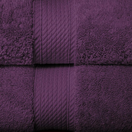 Superior Egyptian Cotton Solid Towel Set, Washcloths 13” x 13”, Hand Towels 20” x 30”, Bath Towels 30” x 55", 800 GSM, Plum, 10-Pieces