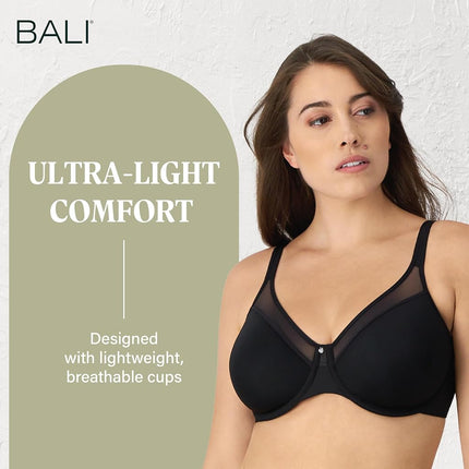 Bali womens3439One Smooth U Ultra Light Illusion Neckline Underwire Bra Bra - Black - 34D