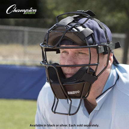 Champion Sports BM200SL Lightweight Umpire Face Mask, Silver