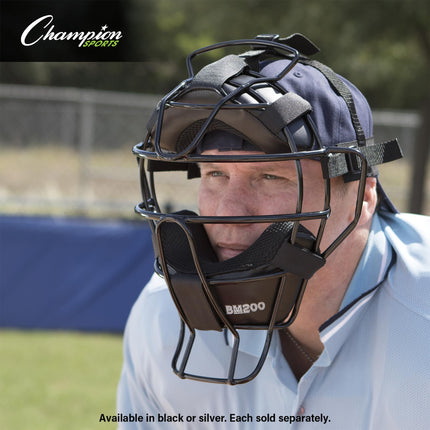 Champion Sports BM200SL Lightweight Umpire Face Mask, Silver