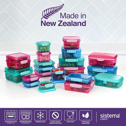 Sistema Lunch Box with Compartments | 1.4 L Lunch Cube | Food Storage Container with Lid | BPA-Free | Assorted Colours (Not Selectable)