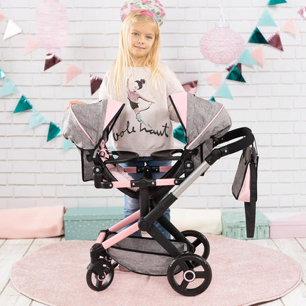 Bayer Design Twin dolls pram with bag, adjustabl, seats variable fixable