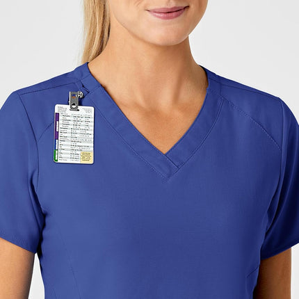 WonderWink 6155XGALA4X W123 Women's Stylized V-Neck Top, Galaxy Blue, Extended-4X Size
