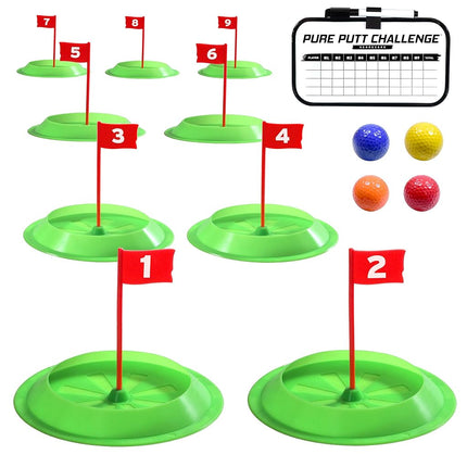 GoSports Pure Putt Challenge, Build Your Own Course at Home, the Office or On the Green, Includes 9 Holes, 4 Balls, Dry-Erase Scorecard, Tote Bag and Rules