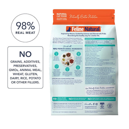 Feline Natural Beef & Hoki Freeze-Dried Cat Food, Grain-Free, 320g