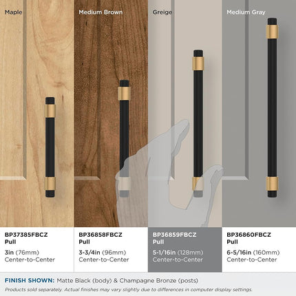 Amerock | Cabinet Pull | Matte Black/Champagne Bronze | 5-1/16 inch (128 mm) Center-to-Center | Mergence | 1 Pack | Drawer Pull | Cabinet Handle | Cabinet Hardware