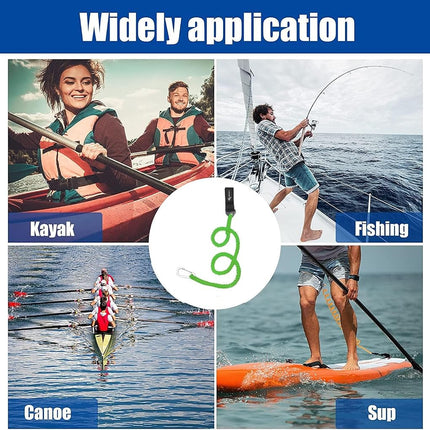 MOPHOEXII Kayak Paddle Leash Kayak Rod Leash Kayak Paddle Lanyard Stretchable Coiled Lanyard Leash Kayak Fishing Accessories for Kayak and Paddles Green 4 Pack