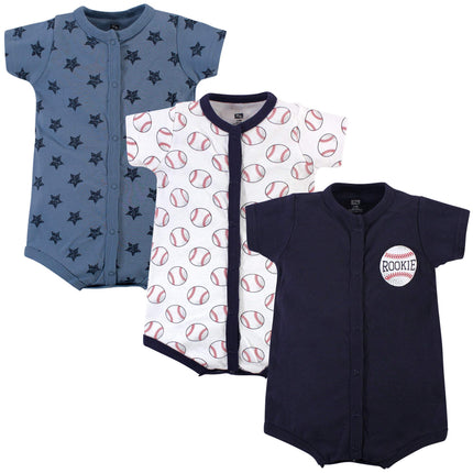 Hudson Baby Unisex Baby Cotton Rompers, Baseball, 