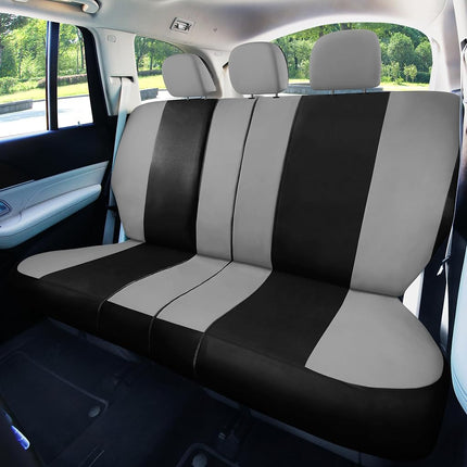 FH Group Fundas de asiento para coche gris-negro Ajuste universal Juego completo para la mayoría de coches, SUV y camiones (compatible con airbag lateral y asiento trasero divisible) FB030GRAYBLACK115-SEAT