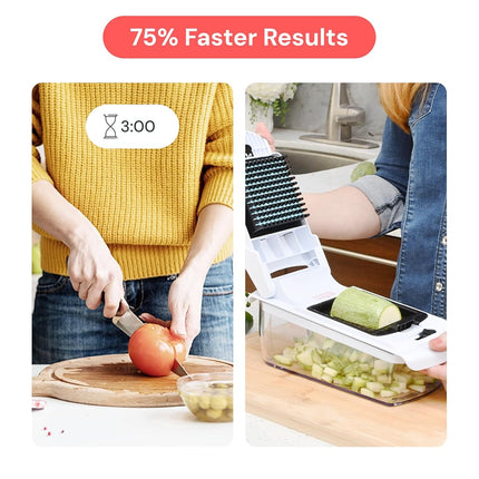 Multifunctional Professional Vegetable Slicer and Mandolin Slicer for Kitchen - Vegetable Slicer - Onion Carrot, Cucumber, Tomatoes - Vegetable and Cheese Slicer (PRO 12-in-1 White)