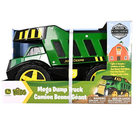 John Deere 16" Metal Dump Truck, Realistic Lights & Sounds, Heavy Duty Metal Truck Bed, Extra Large Wheels, Rugged Construction Vehicle Toy for Kids, Ages 3+, Indoor and Outdoor Play