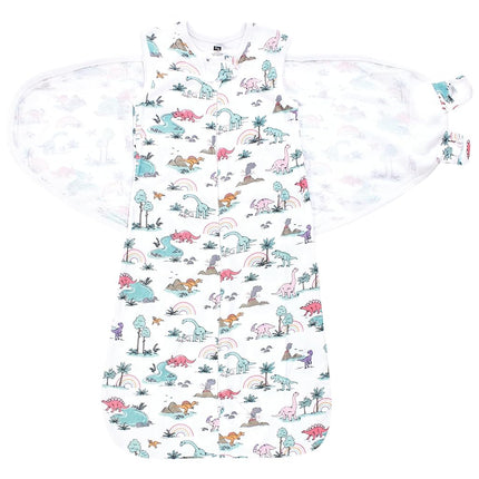 Hudson Baby Unisex Baby Convertible Swaddle Sleep Sack, Pink Dinosaur Adventures, 3-9 Months