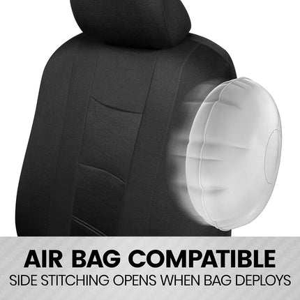 BDK CarXS Black Car Seat Covers Full Set with Matching Set of Floor Mats for SUV, Car, & Truck - Car Seat Covers Front Seats & Bench Seat Cover Car Seat Protector Car Mats Full Set Interior Covers