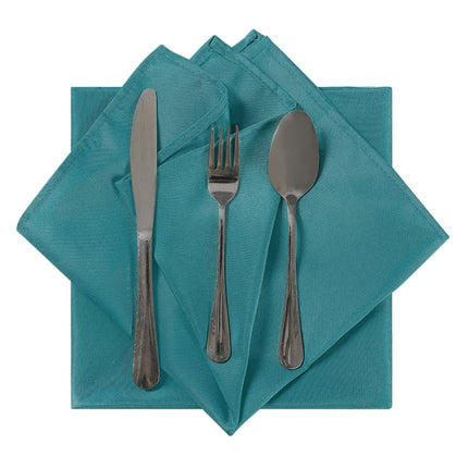 Cloth Napkins 17x17 inch Washable Polyester Dinner Napkins Soft Table Napkins for Wedding Party Dining Banquet(Teal,12PCS)
