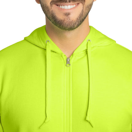 Fruit of the Loom Men's Eversoft Fleece Hoodies, Pullover, Moisture Wicking & Breathable, Sizes S-4x Hooded Sweatshirt, Safety Green Full Zip, Medium