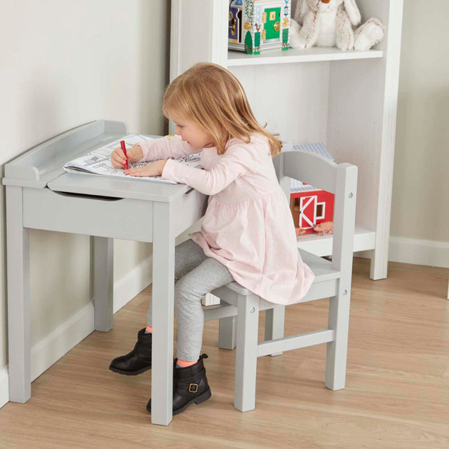 Melissa & Doug Child�s Lift-Top Desk & Chair (Kids Furniture, Gray, 2 Pieces)