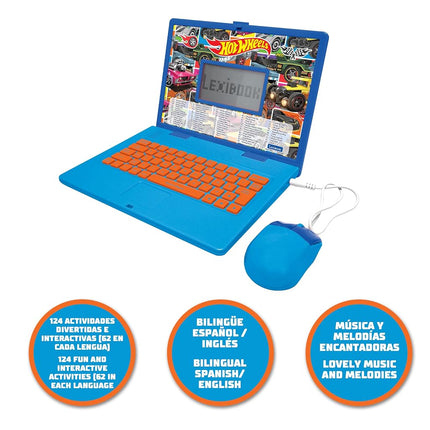 Lexibook Hot Wheels JC598HWi2 Bilingual Educational Toy for Kids with 124 Activities for Learning, Playing Games and Music Blue