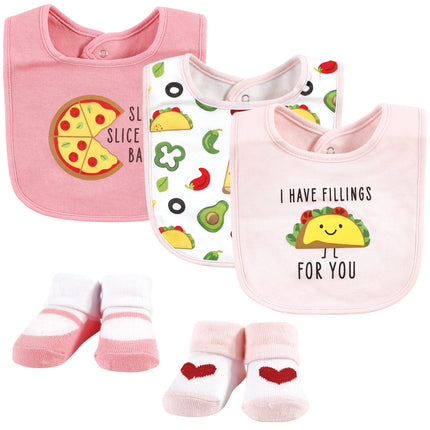 Hudson Baby Unisex BabyCotton Bib and Sock Set, Gi