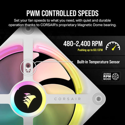Corsair iCUE LINK QX120 RGB 120mm Magnetic Dome RGB Single Fan - White