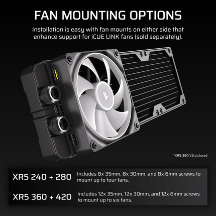 CORSAIR Hydro X Series XR5 420mm V2 Custom Cooling Radiator – Compatible with iCUE LINK Fans, 3x140mm Fan Mounts, Screw Protection Plates, G1/4” Threads – Black