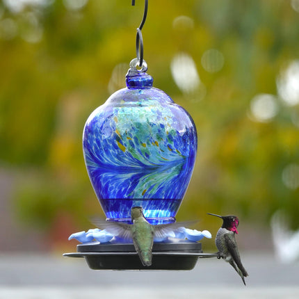 Nature's Way Bird Products AGF2 Spring Rain Hand Blown Artisan Gravity Hummingbird Feeder, 28 Oz