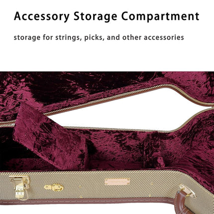 Crossrock Hard-Shell Wooden Case, Designed for F-Style Mandolin, Wooden Hardshell, Sponge Lining, Metal Feet, Storage Space with Removable Shoulder Straps-Tweed(CRW700MFTW)