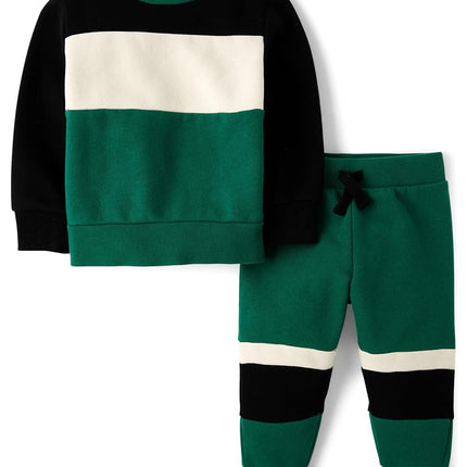 The Children's Place baby-boys And Toddler Sweatshirt and Sweatpant 2 Piece Outfit, Park Bench Green, 6-9 Months