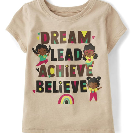The Children's Place T-shirts à manches courtes à motifs assortis pour bébés et tout-petants filles, Dream,Lead,Achieve,Believe, Dream,Lead,Achieve,Believe, 18-24 mois