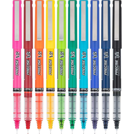 Pilot Precise V5 Stick Rolling Ball Pens, Extra Fine Point 0.5mm, 10 Colors (12562)