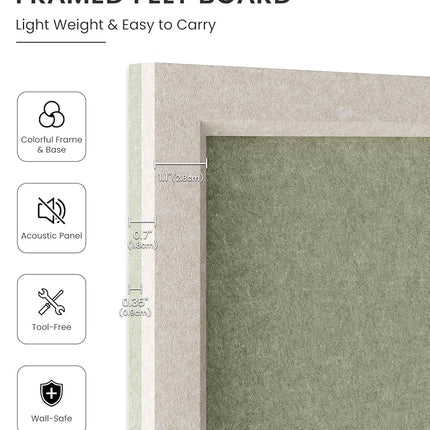 Fluxynara 90 x 60 cm Cork Board Alternative, Sage