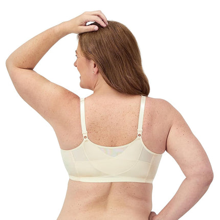 Playtex Women’s 18 Hour Front Close Extra Back Support Wireless Bra, USE52E, White/Light Beige, 2 Pack, 46DD
