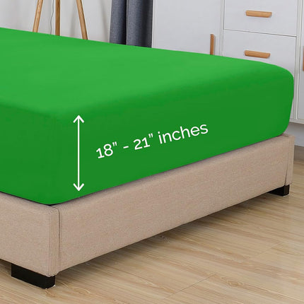 Elegant Comfort 1500 Premium Hotel Quality 18-21 Inches Deep - Extra Deep Pocket Single Fitted Sheet for High Mattress, Luxury and Softest, Smart Pocket - Wrinkle Free, Twin/Twin XL, Emerald Green