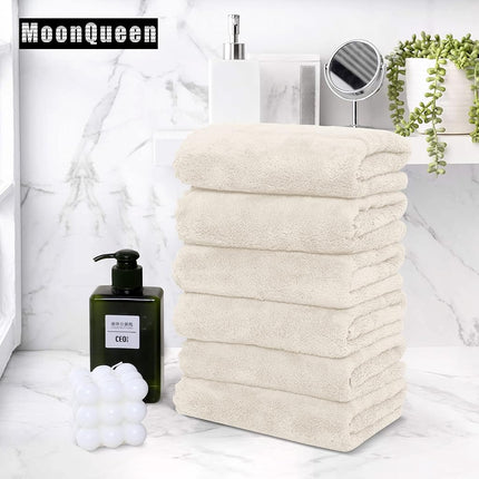 MOONQUEEN 18 Pack Premium Hand Towels - Quick Drying Microfiber Coral Velvet Highly Absorbent Multipurpose Use as Hotel, Bathroom, Shower, Spa, Towel 16 x 28 inches (Cream) Hand Towels - 18 Pack