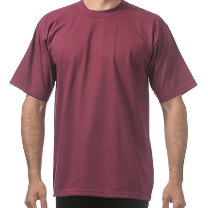 Pro Club Men's 3-Pack Heavyweight Cotton Short Sleeve Crew Neck T-Shirt, Maroon, Large