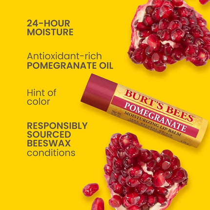 Burt's Bees 100% Natural Moisturizing Lip Balm, Pomegranate with Beeswax and Fruit Extracts - 2 Tubes