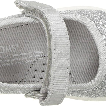 TOMS Girl's Mary Jane Flat, Silver, 1.5 UK Child