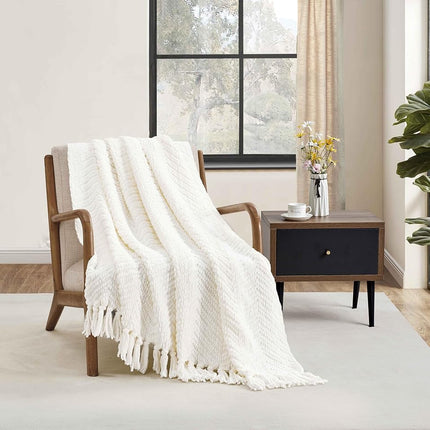 CREVENT Knitted Decorative Throw Blanket for Couch
