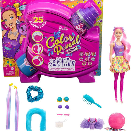 Barbie Color Reveal Glitter! Hair Swaps Doll, Glit