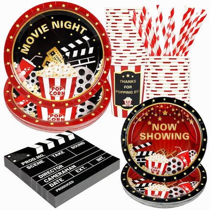 Recheel Movie Night Supplies Plates Set, Movie The