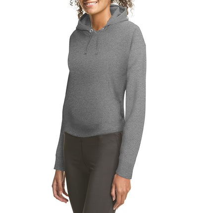 Hanes Women's Originals Pullover Cropped Hoodie, French Terry Hooded Sweatshirt, Black 50r Pe Heather, Medium