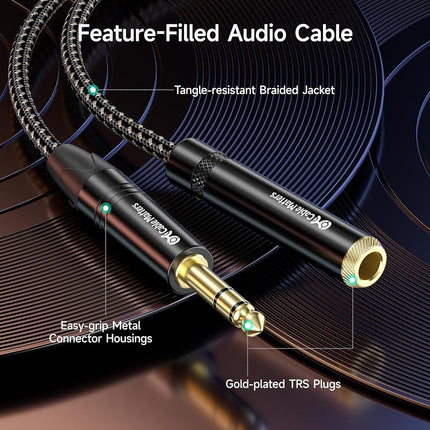 Cable Matters Braided Long 1/4 Inch Extension Cable 25 ft (1/4 TRS to 1/4 Inch Male to Female Cable)