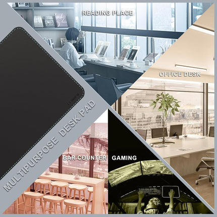 CENNBIE Leather Desk Mat Protector, 190 x 60cm Extra Large Leather Office Desk Pad Mat for Full Desk, Computer Desk Mat on top of desks - Oversized Large Mouse Pad (Black)