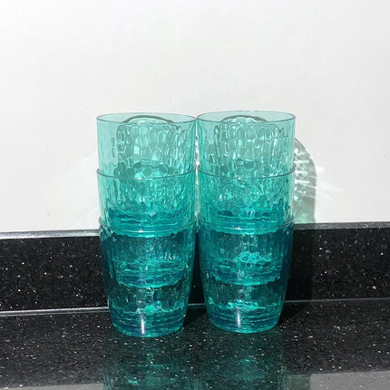 Yanglonghui 26-Ounce Plastic Tumblers (Set of 6), Reusable Plastic Mugs, BPA-Free Acrylic to Drink Mugs, Shatter Resistant, Textured Interior, Dishwasher Safe (Cyan, 15 Ounce)