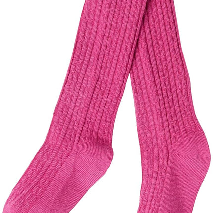Medias ricas en algodón para bebés Hudson, Rosa crema de punto trenzado, 2-4T
